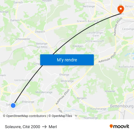 Soleuvre, Cité 2000 to Merl map