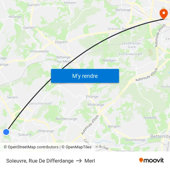 Soleuvre, Rue De Differdange to Merl map