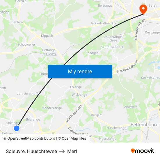 Soleuvre, Huuschtewee to Merl map