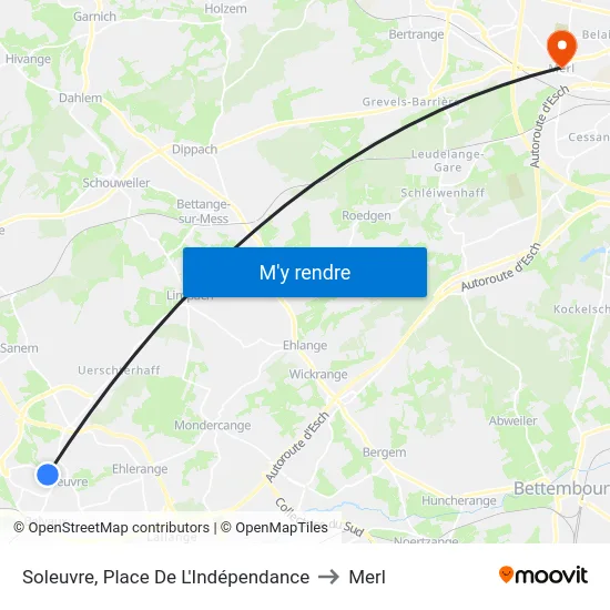Soleuvre, Place De L'Indépendance to Merl map