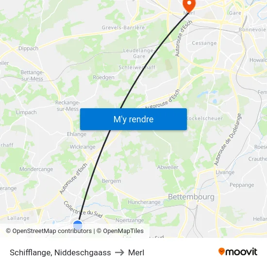 Schifflange, Niddeschgaass to Merl map