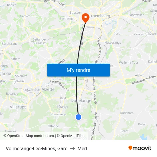 Volmerange-Les-Mines, Gare to Merl map