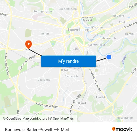 Bonnevoie, Baden-Powell to Merl map