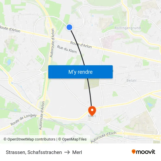 Strassen, Schafsstrachen to Merl map