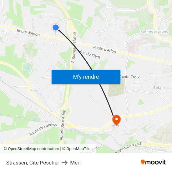 Strassen, Cité Pescher to Merl map