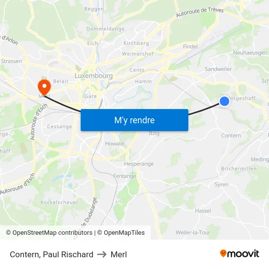 Contern, Paul Rischard to Merl map