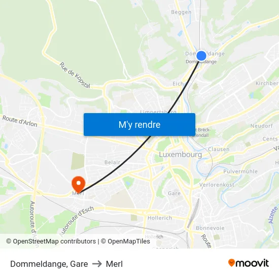 Dommeldange, Gare to Merl map
