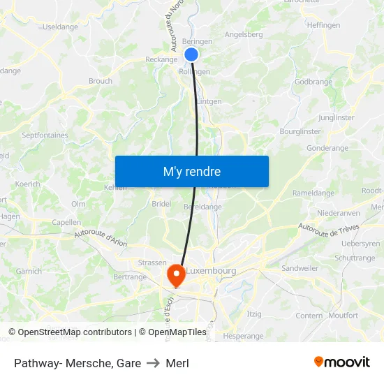 Pathway- Mersche, Gare to Merl map
