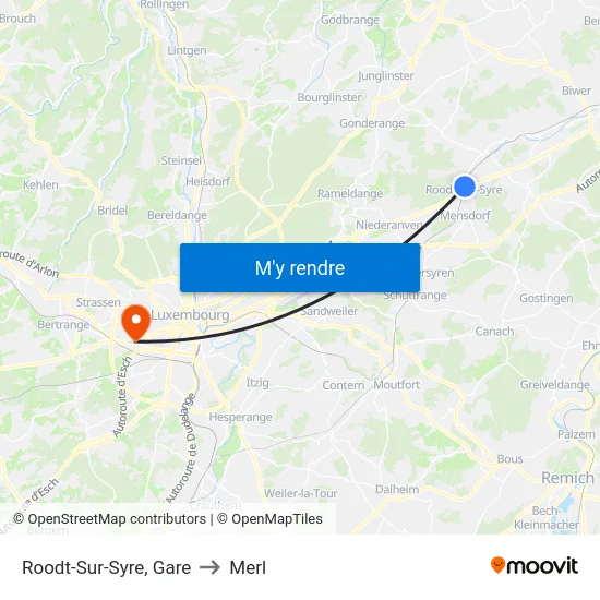 Roodt-Sur-Syre, Gare to Merl map