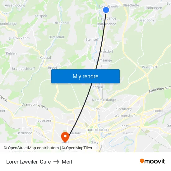 Lorentzweiler, Gare to Merl map