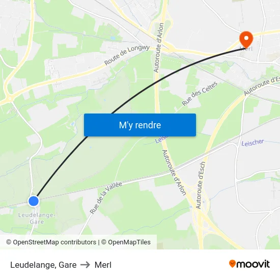 Leudelange, Gare to Merl map