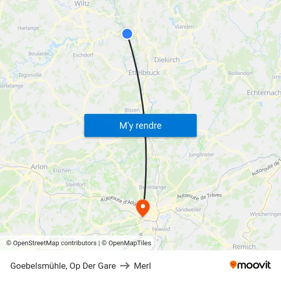 Goebelsmühle, Op Der Gare to Merl map