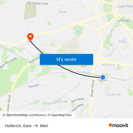 Hollerich, Gare to Merl map