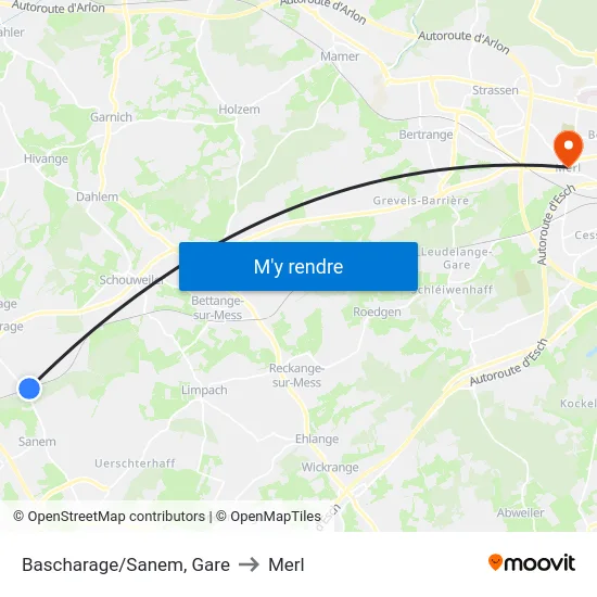 Bascharage/Sanem, Gare to Merl map