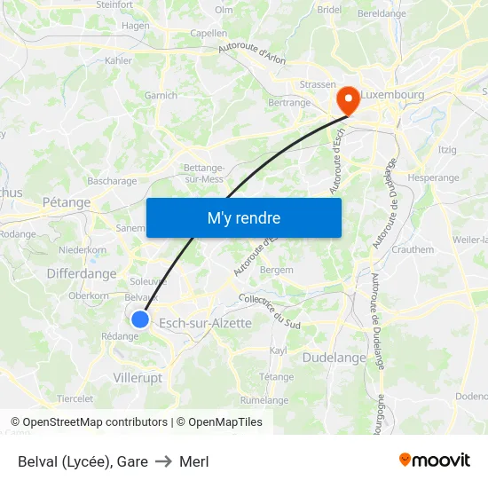 Belval (Lycée), Gare to Merl map