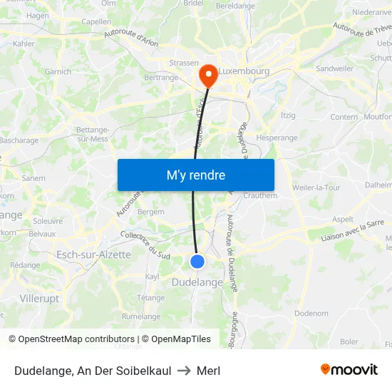 Dudelange, An Der Soibelkaul to Merl map