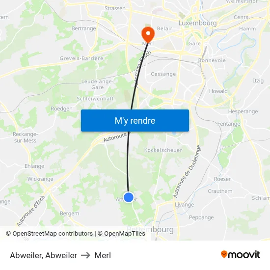 Abweiler, Abweiler to Merl map