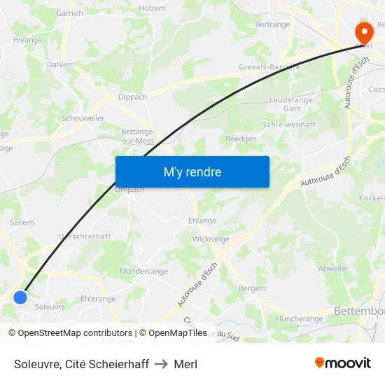 Soleuvre, Cité Scheierhaff to Merl map