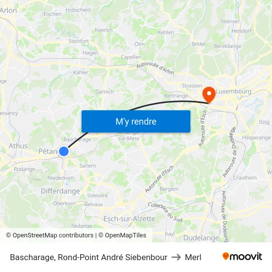 Bascharage, Rond-Point André Siebenbour to Merl map