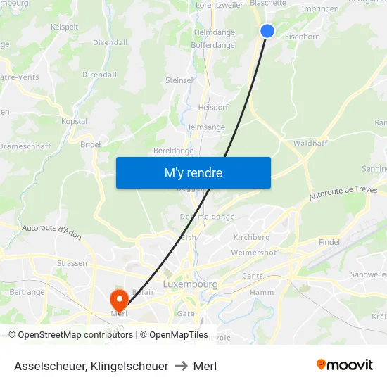 Asselscheuer, Klingelscheuer to Merl map