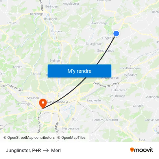 Junglinster, P+R to Merl map