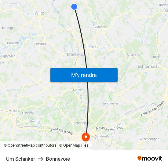 Um Schinker to Bonnevoie map