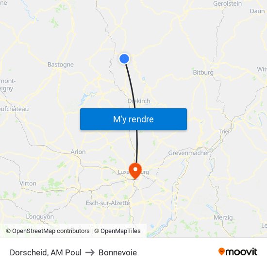 Dorscheid, AM Poul to Bonnevoie map