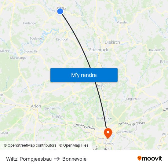 Wiltz, Pompjeesbau to Bonnevoie map