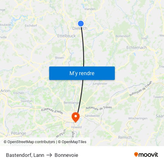 Bastendorf, Lann to Bonnevoie map