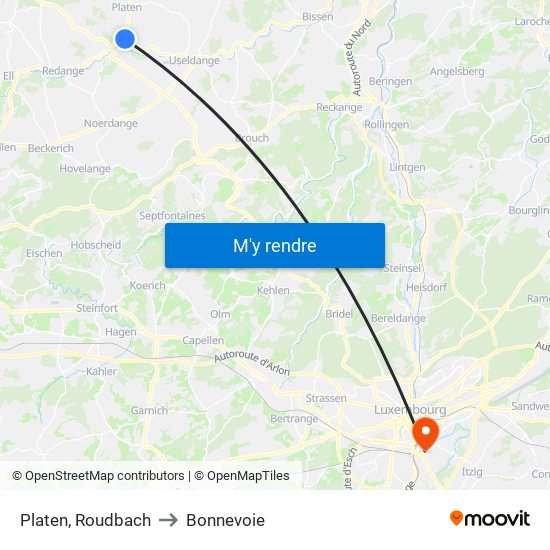 Platen, Roudbach to Bonnevoie map