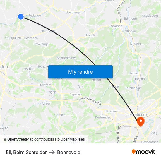 Ell, Beim Schreider to Bonnevoie map