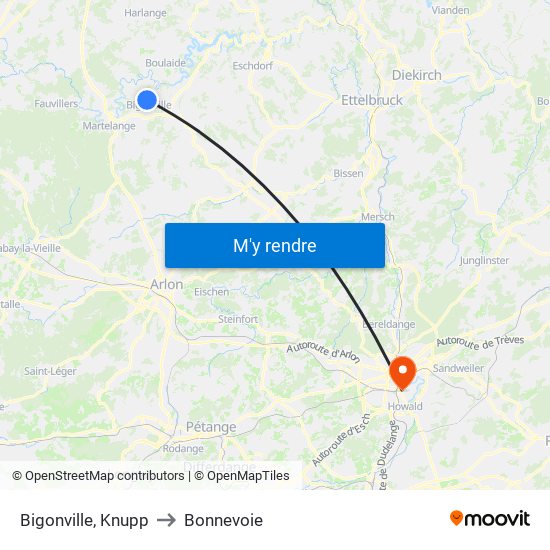 Bigonville, Knupp to Bonnevoie map