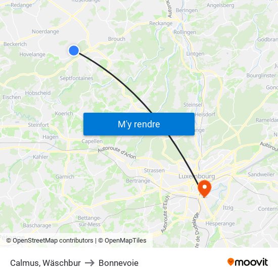 Calmus, Wäschbur to Bonnevoie map