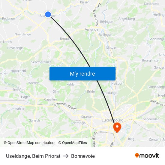 Useldange, Beim Priorat to Bonnevoie map