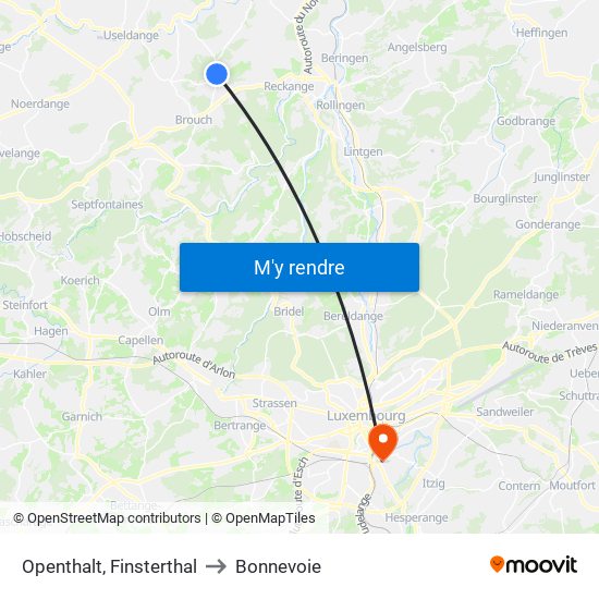Openthalt, Finsterthal to Bonnevoie map