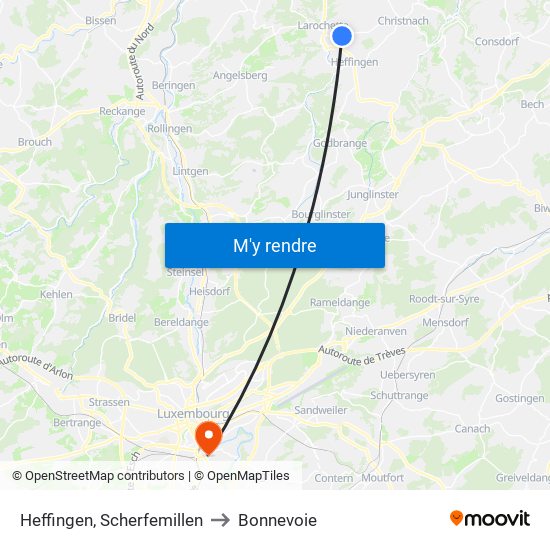 Heffingen, Scherfemillen to Bonnevoie map