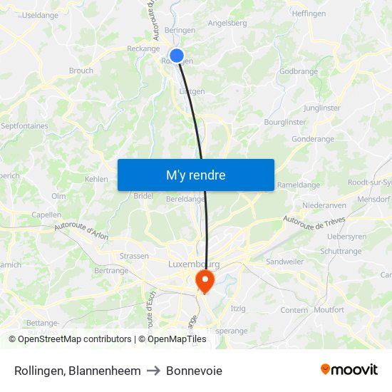 Rollingen, Blannenheem to Bonnevoie map