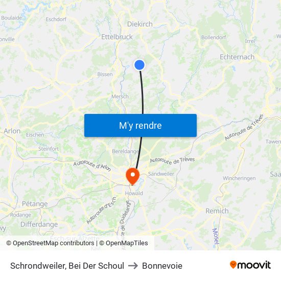 Schrondweiler, Bei Der Schoul to Bonnevoie map