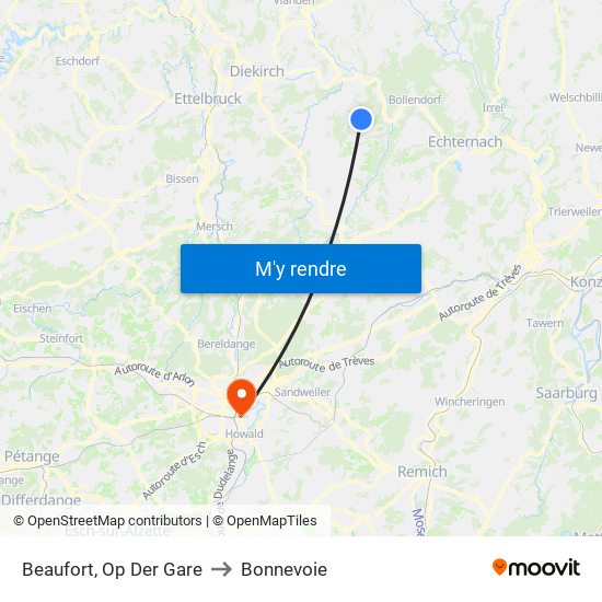 Beaufort, Op Der Gare to Bonnevoie map
