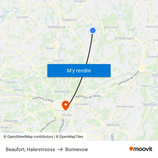 Beaufort, Halerstrooss to Bonnevoie map