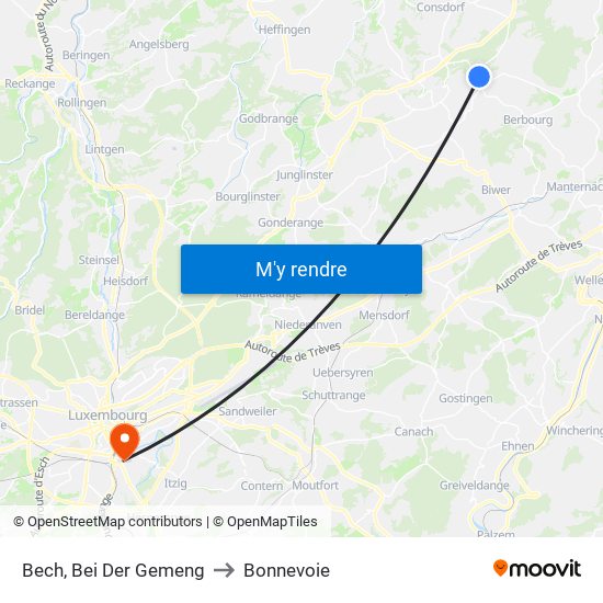 Bech, Bei Der Gemeng to Bonnevoie map