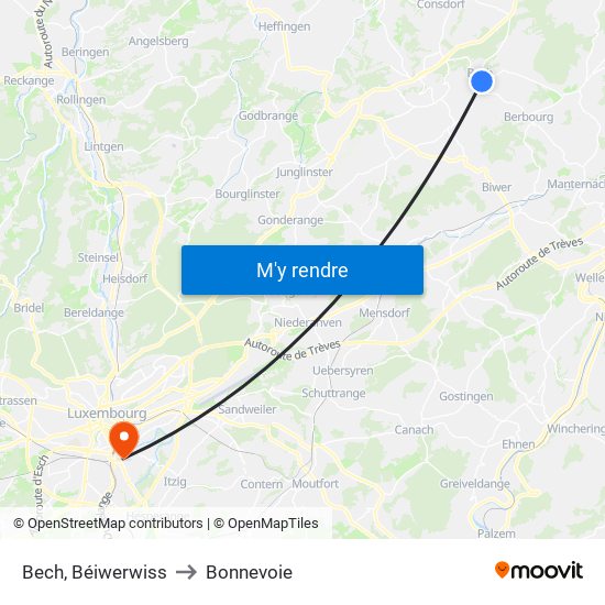 Bech, Béiwerwiss to Bonnevoie map