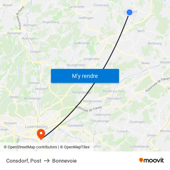 Consdorf, Post to Bonnevoie map