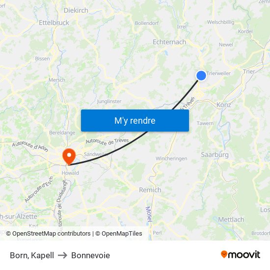 Born, Kapell to Bonnevoie map
