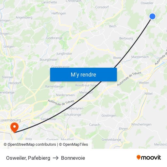 Osweiler, Pafebierg to Bonnevoie map