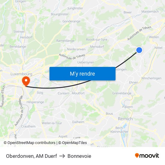 Oberdonven, AM Duerf to Bonnevoie map