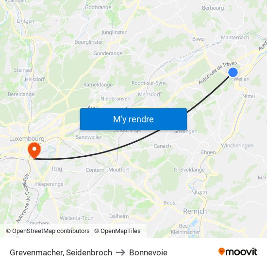 Grevenmacher, Seidenbroch to Bonnevoie map