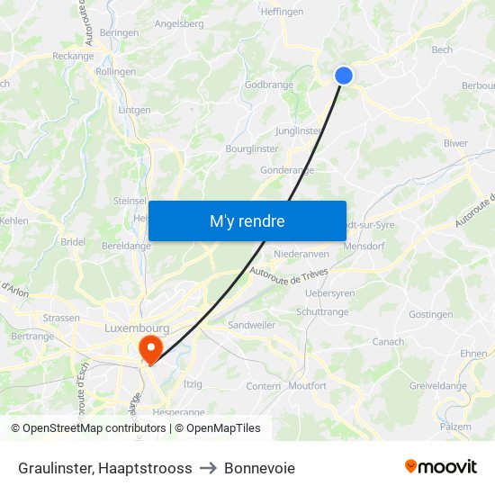 Graulinster, Haaptstrooss to Bonnevoie map