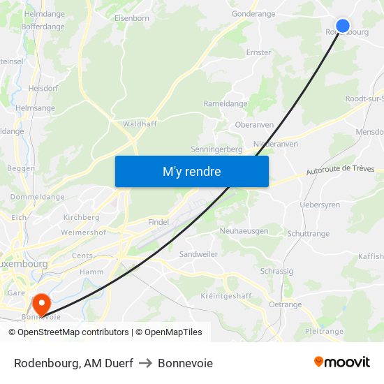 Rodenbourg, AM Duerf to Bonnevoie map