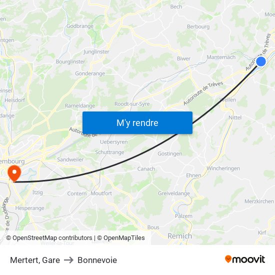 Mertert, Gare to Bonnevoie map